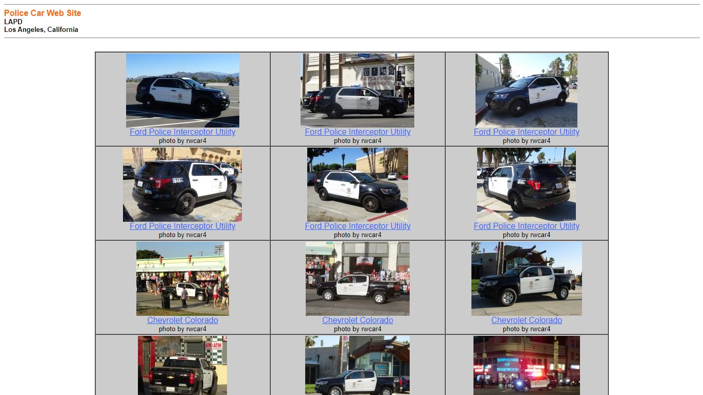 LAPD Police Car Web Site
